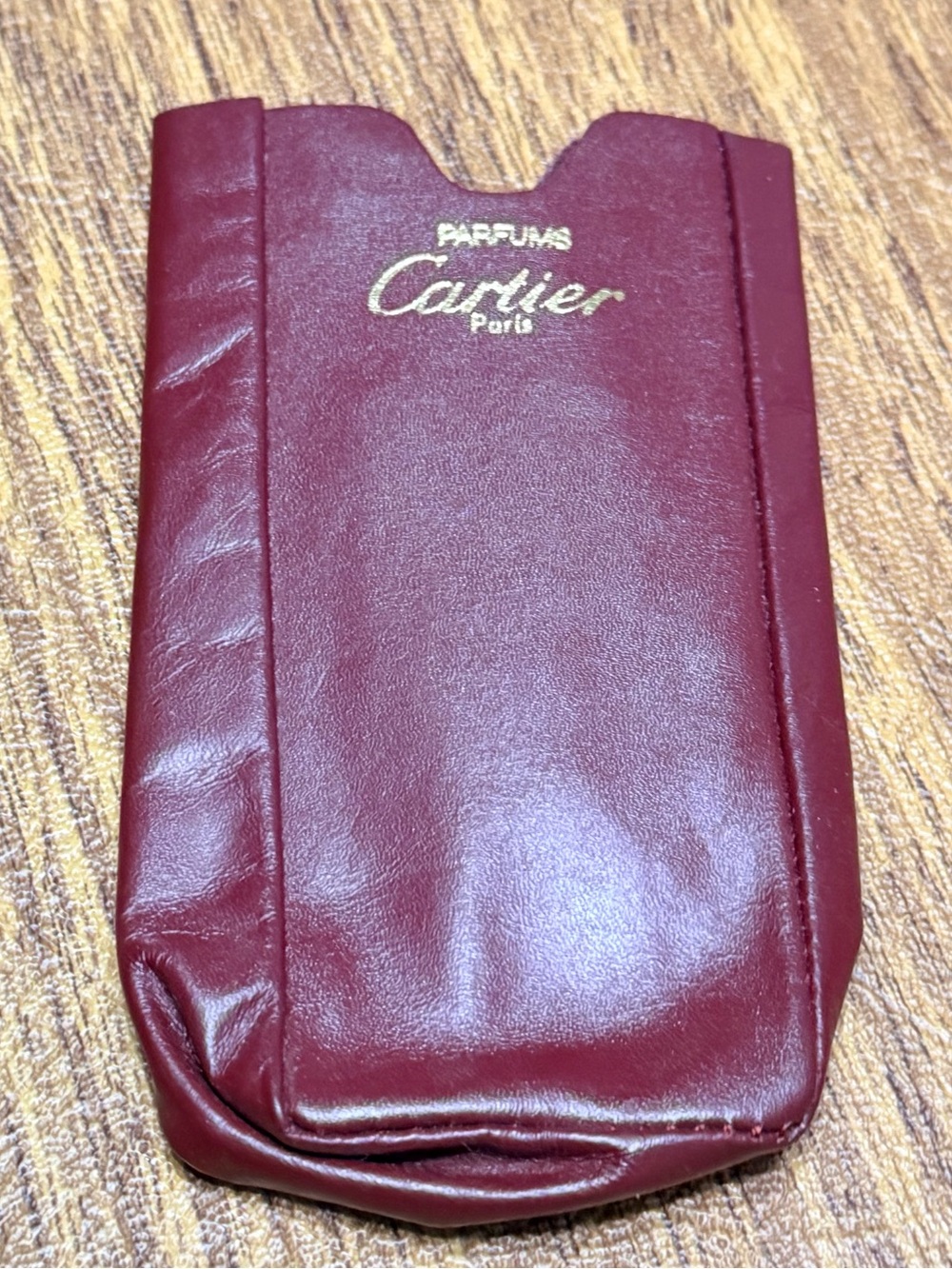 Cartier Vtg Parfum Case Travel Fragrance Red Holder Leather Faux? Sleeve Pouch